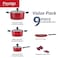 Prestige  9-Piece Non-Stick Cookware Set   Pots and Pans Set for Kitchen   Non-Stick Aluminium   PR22430 - RED