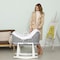 Teknum Infant Wicker Pod Moses Basket with White Waffle Beddings &amp; White Rocker Stand - Wooden Grey