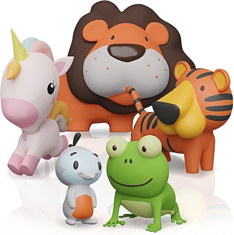 Splashez Moldfree Bath Toys For Babies 1M+ And Toddlers, 5 Pack Animal No Holes Toys, Non Squirting Tub, Beach, Pool, Bpa-Free, Dishwasher-Safe, Infant Bathtub