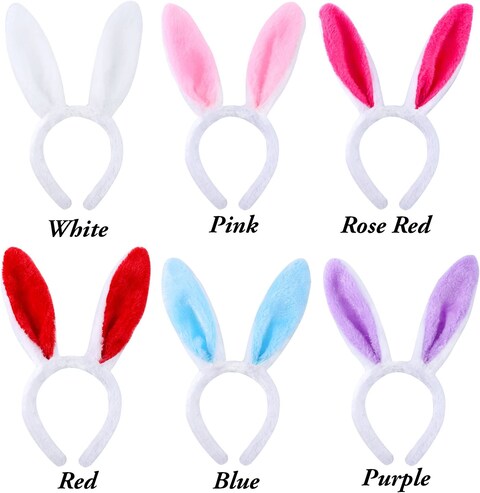 Aneco 7 Pack Plush Bunny Ears Hairbands Rabbit Ears Headband For Easter Party Favor Or Costume Decoration