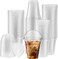 50 - SET - Plastic Clear  Cup With Dome Lid - 12oz (355ml) Take a way - Disposable - Party Cups