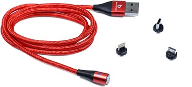 Bitcorez 3A Fast Charging LED Magnetic Nylon Braided Micro USB type C 3in1 Phone Charger Cable, Compatible with most of the andriod and ios devices - MCC-3IN1S