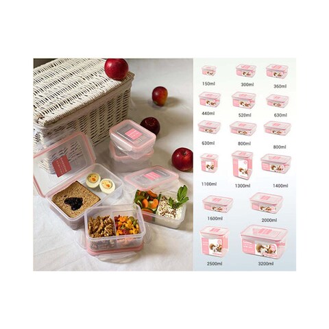 Blackstone Air-Tight Food Container IS027 Clear/Pink 360ml
