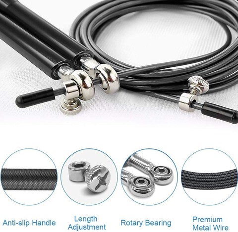 ULTIMAX Jump Rope Adjustable for Fitness Workout Exercise Jump ropes-Silver