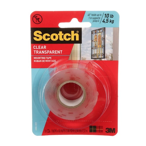 3M Scotch Permanent Heavy-Duty Mounting Tape (2.5 &times; 152.4 cm, Clear)