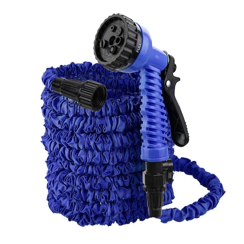 Aiwanto 100FT Garden Hose Water Hose Connector Pipe Upgrade Expandable Garden Water Hose7 Function Spray Hose Nozzle,Flexible Water Pipe with Solid Fittings for Garden Lawn Car Pet Washing(Blue)