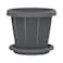 Cosmoplast Cedargrain Flower Pot With Tray Dark Grey 6inch