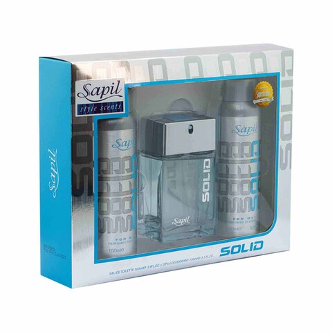 Sapil Solid Eau De Toilette 100ml With Solid Deodorant Blue 150ml Pack of 2