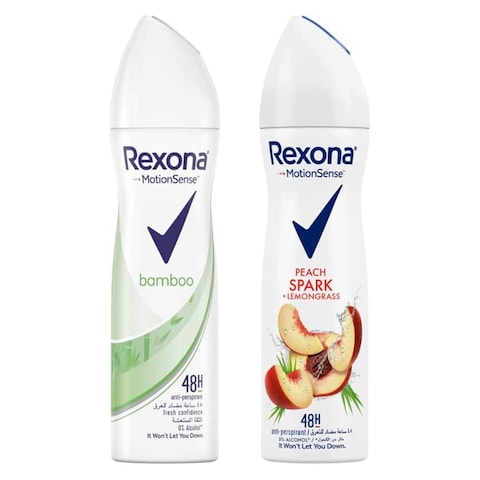 Rexona Deodorant Spray - Bamboo Scent - 150ml with Peach Spark Anti-Perspirant - 150ml