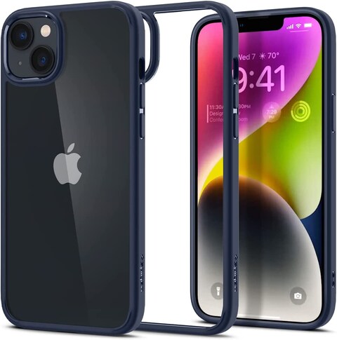 Spigen Ultra Hybrid designed for iPhone 14 case cover - Navy Blue