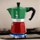 Bialetti Moka Express Italia Collection: Iconic Stovetop Espresso Maker, Makes Real Italian Coffee, Moka Pot 3 Cups (4.3 Oz, 130 ml), Aluminium, Red/Green/Silver