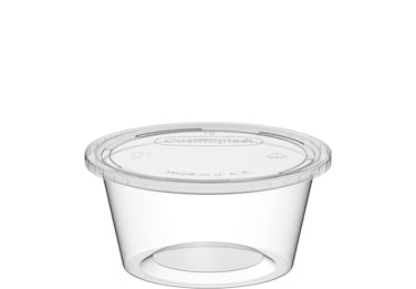 300 SET -Disposable Plastic Clear Sauce Cups With Clear Lid - 60ml