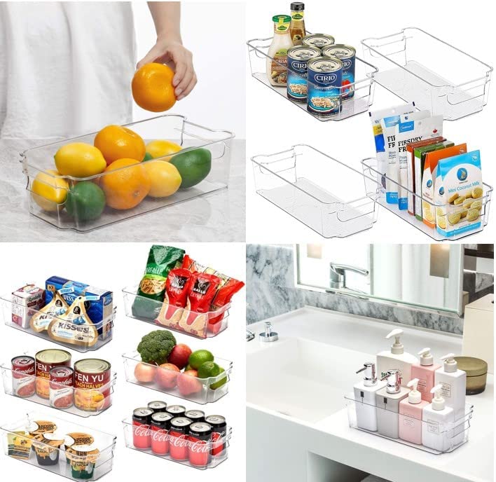 Clear Plastic Organizer Bins For Fridge, Kitchen Cabinet, Pantry Organization &amp; Storage, BPA Free Fridge Organizer (20 Pcs)