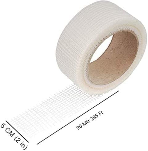 Abbasali 50mm X 90mtr Long Plasterboard Mesh Joint Scrim Drywall Fibre Glass Self Adhesive, Wall Hole Or Crack Repair Gypsum Board Joint Tape