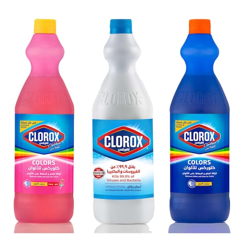 Clorox Floral Color Bleach - 950ml + Color Bleach - 950ml + Liquid Bleach - 950ml