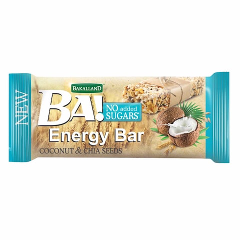 Bakalland BA No Added Sugar Coconut And Chia Energy Bar 30g