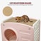 Plastic cat house with scratching board, Weatherproof cat house for indoor and outdoor, Cat hideaway pet house suitable for cats and small animals 56 cm (Pink)