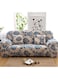 3-Seater Exquisitely Floarl Designed Wrinkle-free Anti-slip 360-degree Full Coverage Sofa Slipcover Beige/Blue