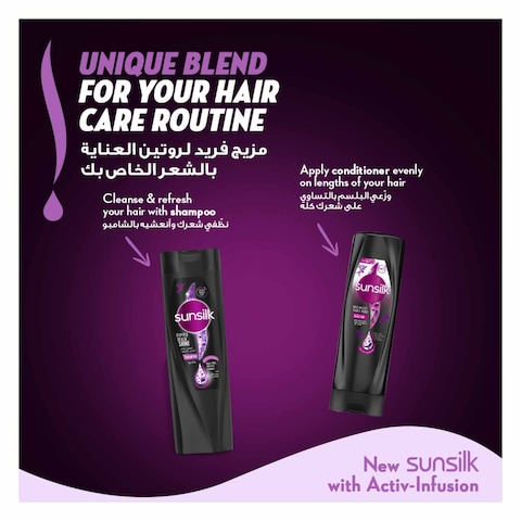 SUNSILK شامبو صانسيلك لمعان ساحر للشعر الأسود، غني بالأملا وبروتين اللؤلؤ والفيتامين هـ (E)، لتنعمي بشعر أسود لامع لفترة طويلة، 700 مل