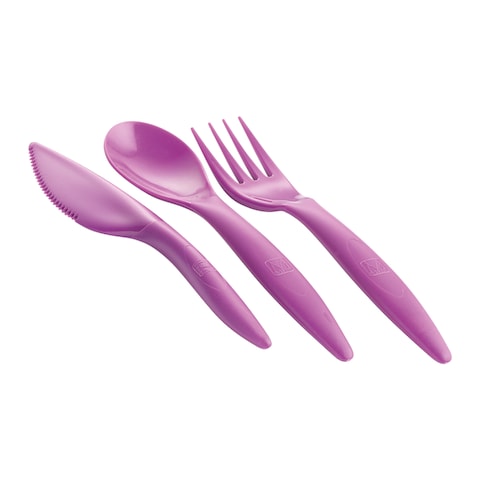 M-Design Lunch Set - 2.1L Lunch Box with 800ml Water Bottle and 3-Piece Cutlery Set - Pink/Purple