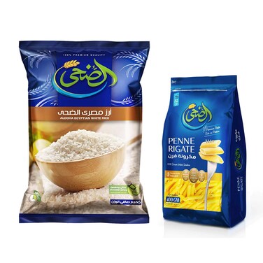 الضحى مكرونة فرن - 400 جرام + الضحى ارز مصري - 5 كجم