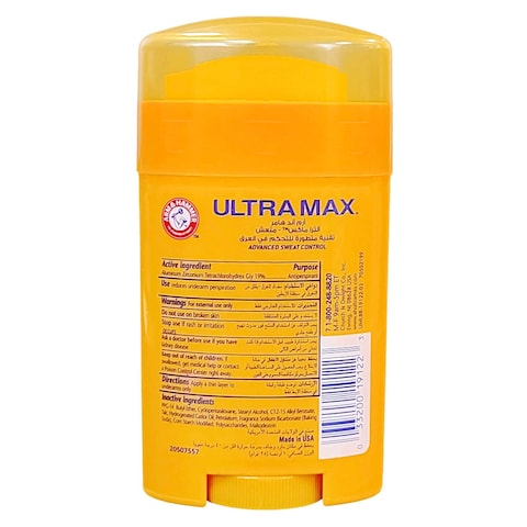 Arm &amp; Hammer Ultra Max Fresh Solid Antiperspirant Deodorant Stick Clear 28g