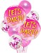 Party Time 8-Pieces Pink Let's Party Balloons Set, Round Let's Party Foil Balloon, Mix Pink Latex Balloons and Confetti Blloons, Party Balloon Bouquet For Pink Theme Party Decoration - Birthday Party