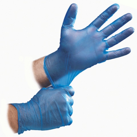 lavish Falcon Blue Vinyl Gloves Powder Free Medium (1 Pack X 100 Pieces)