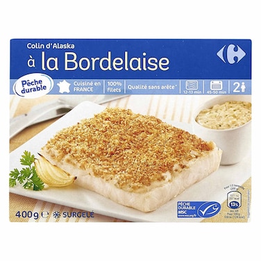 Carrefour Frozen Bordelaise Style Pollock Fish 400g