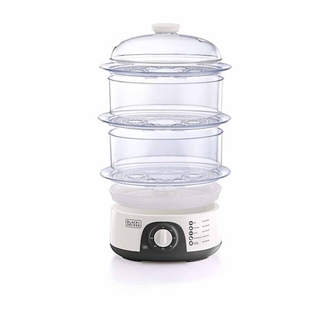 Black + Decker Food Steamer 3 Tiers 10 Liter 775 Watt - White - HS6000