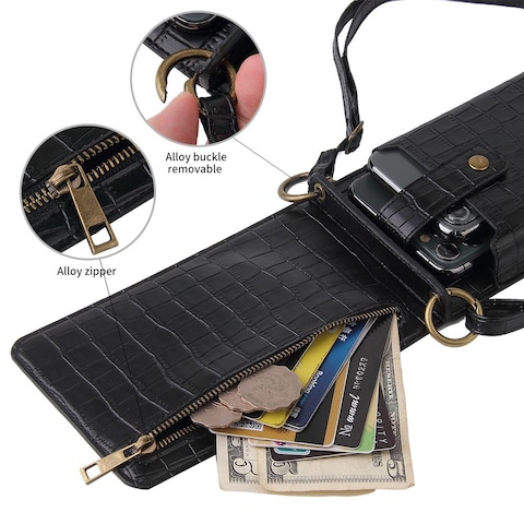 New Ladies Multifunctional Crossbody Vertical Mini Shoulder Bag/Mobile Phone Bag Black