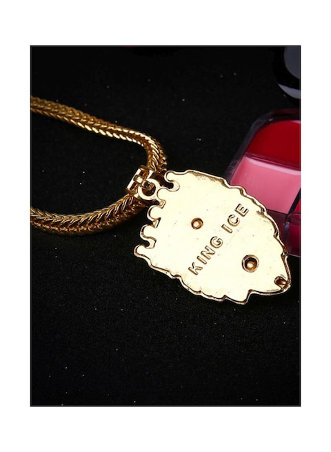 Fashion Street Lion Crown Pendant Necklace Gold