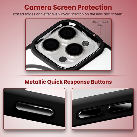 Moxedo Magnetic Protective Case 360 Protection Clear Case Hard PC with Built-in Strong Magnets Compatible with MagSafe Designed for iPhone 14 Pro 6.1 inch (Black)