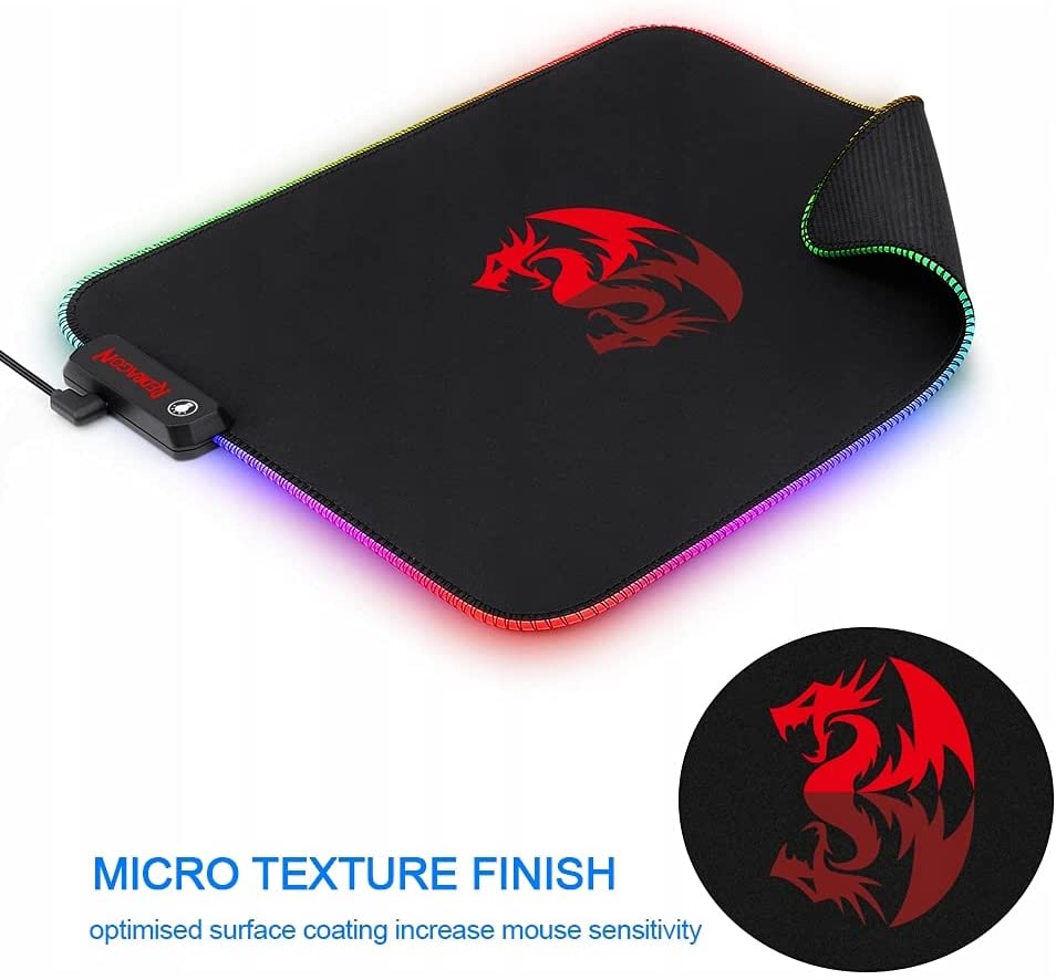 Redragon Neptune Gaming Mouse Mat Xxl Surface Lighting RGB USB Surface Non-Slip Waterproof Large Mat Retro LED Light For PC And Mac (Medium)