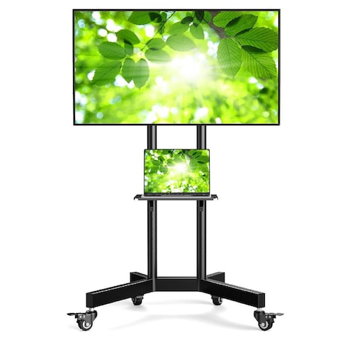 Mobile TV Cart For 32-75 Inch TVs Rolling Stand LED/LCD/OLED Flat/Curved TVs Portable Monitor Stand with Lockable Wheels