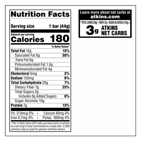 Atkins Caramel Chocolate Nut Roll Bar 44g
