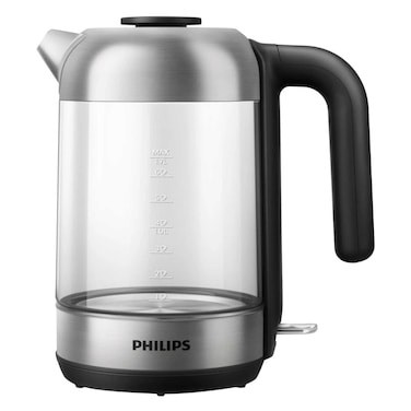 Philips Series 5000 Electric Kettle HD9339, 2200 W, 1.7 L, Black and Silver, Glass, Blue Light Indicator