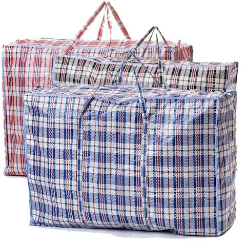 Laundry bags with Zip &amp; Handle, 3 Pack Heavy Duty Reusable Storage Bag for Clothes Moving House Grocery Shopping Bag (Small - 55 x 50 x 30 cm)