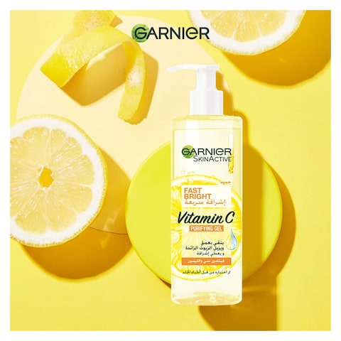 Garnier Skinactive Fast Bright Vitamin C Purifying Gel Wash - 400 Ml