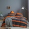Luna Home King size 6 pieces, bedding set, orange &amp; grey stripes design.