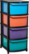 Cosmoplast 4 Tiers Multipurpose Storage Cabinet With Wheels, Black Mix Drawers