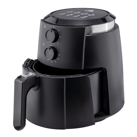 Evvoli Air Fryer 4 Litres With Timer Temperature Adjustable Control And 8 Preset Programs 1500W, EVKA-AF4001BS Black