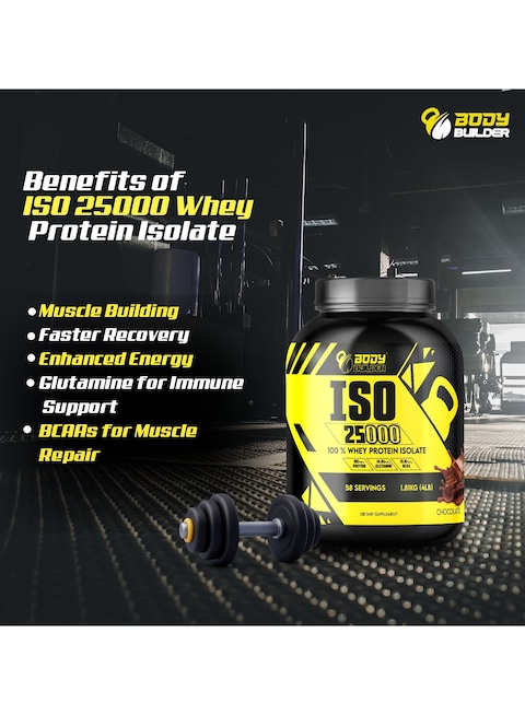 Body Builder ISO 25000, Lean Muscles Growth, Rapid Absorption Of Protein, Support Recovery, Chocolate Peanut Flavor, 4 Lbs