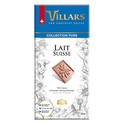 Villars Swiss Milk Pure Chocolate Bar 100g