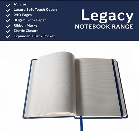 Collins A5 Legacy Feint Ruled Notebook - Bright Orange