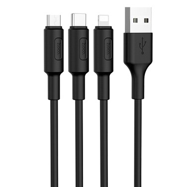 إكس سيل كابل منفذ USB نوع A إلى منفذ لايتنينغ - مايكرو USB نوع A31 - أسود
