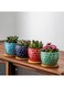 Generic 4 Pcs Ceramic Flowerpot Set Succulent Plant Pots Nordic Simple Style Design Planter Cactus Flower Pot With Tray Home Garden Decor Gift