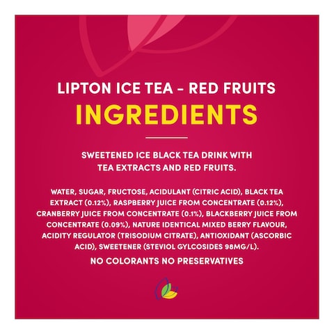 Lipton Red Fruits Ice Tea Non-Carbonated Low Calories Refreshing Drink 290ml Pack of 6