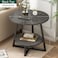 Jjone Round Coffee Table, Double Layer Sofa Side Table End Table, Imitation Marble Coffee Round Table Snack Table Bedside Table With Simple Design For Living Room Small Space (H221-B)