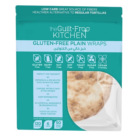 The Guilt Free Kitchen Gluten Free Plain Wraps 6 Pieces